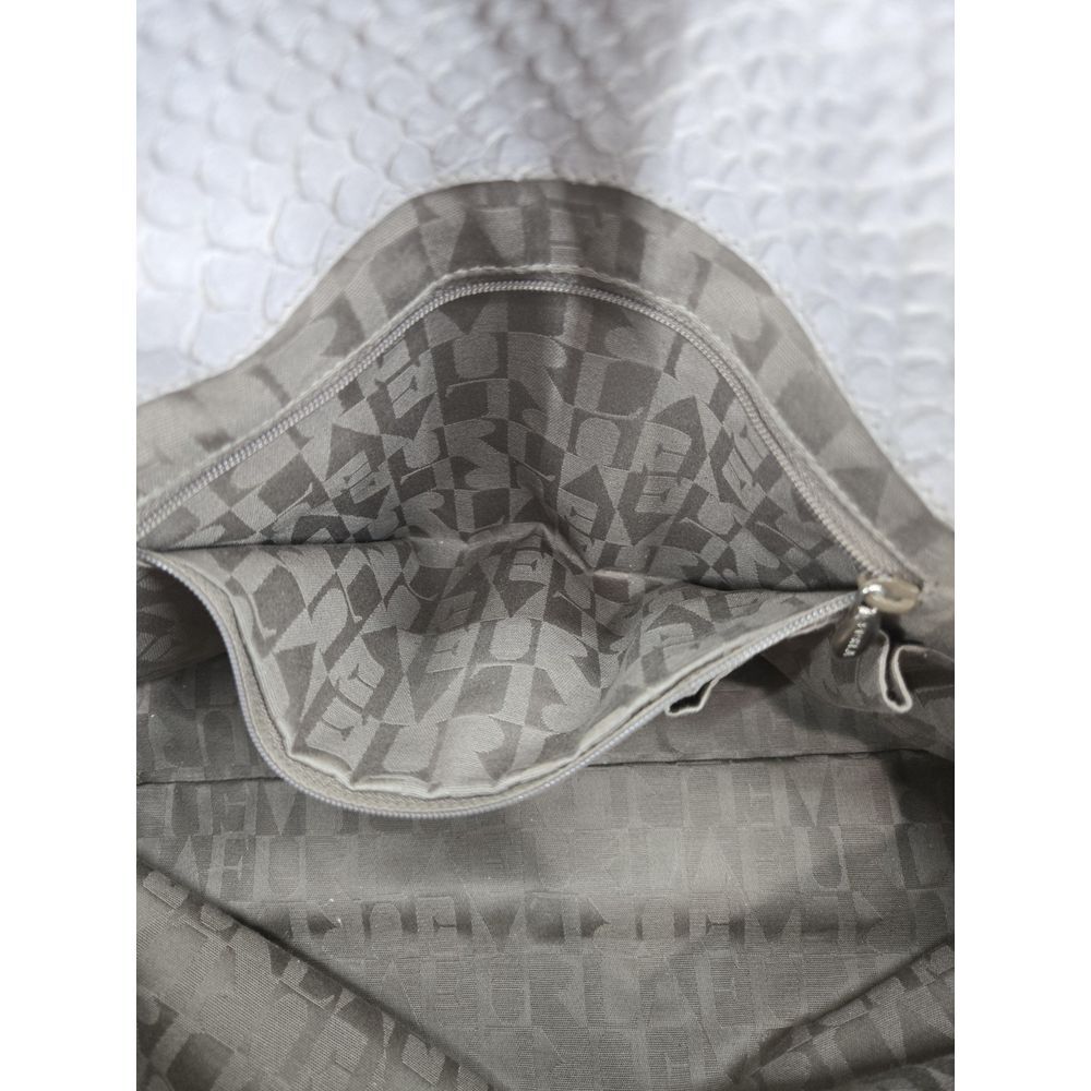 Furla logo light gray croc embossed genuine leather hobo shoulder bag Purse‎ - Picture 7 of 13